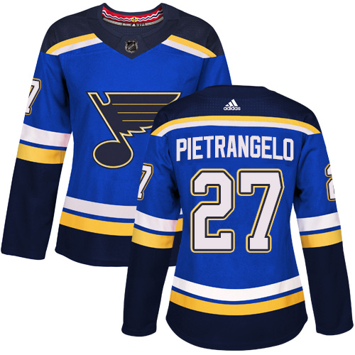 Adidas Blues #27 Alex Pietrangelo Blue Home Authentic Women's Stitched NHL Jersey